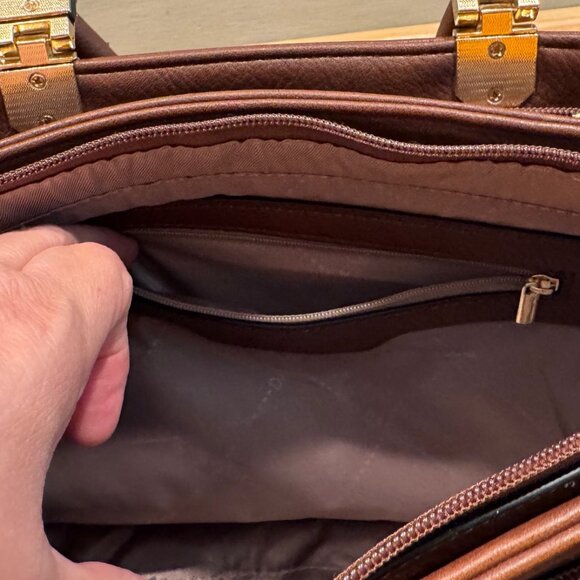 NWOT Women's Dasein Brown Vegan Leather Crossbody / Satchel bag Adjustable Strap - Picture 7 of 14